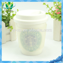 YSm0012 Factory directly ceramic coffee mug with silicone lid and sleeve